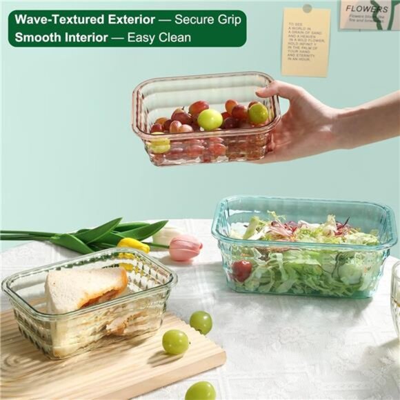 Food Storage Containers Set of 3 Meal Prep Salad Bowls BPA Free Pink To Go - Picture 5 of 7